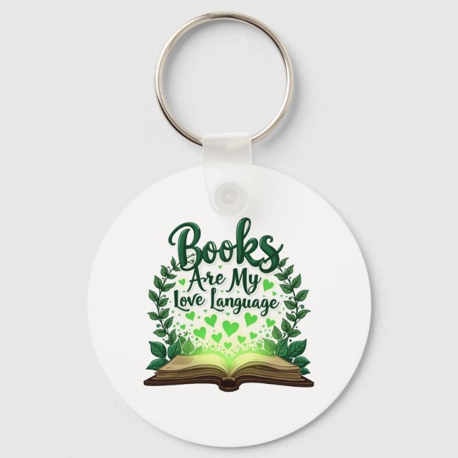 Books Are My Love Language Reading Lover Librarian Keychain (Front)