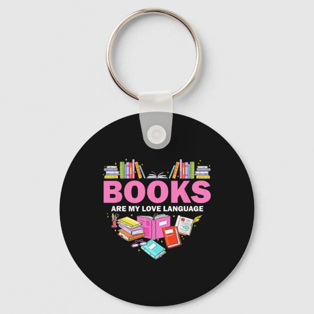 Books Are My Love Language Reading Lover Librarian Keychain (Front)