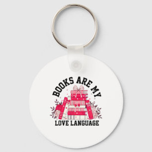 Books Are My Love Language Valentine Book Club Boo Keychain
