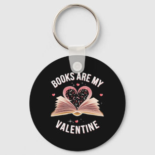 Books Are My Valentine Cute Heart Book Lover Valen Keychain