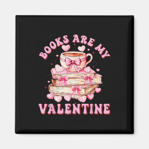 Books Are My Valentine Teacher Kids Retro Valentin Magnet