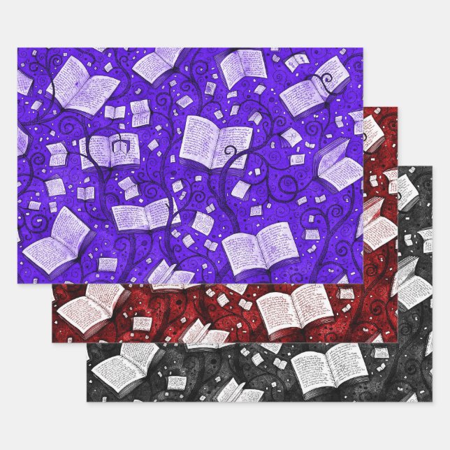 Books Background Collection 1 Wrapping Paper Sheet (Set)