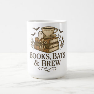 Books Bats Brew Vintage Ghost Reader Cozy Design Magic Mug
