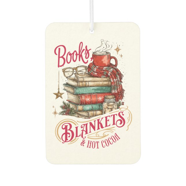 Books Blankets and Hot Cocoa  Air Freshener (Front)