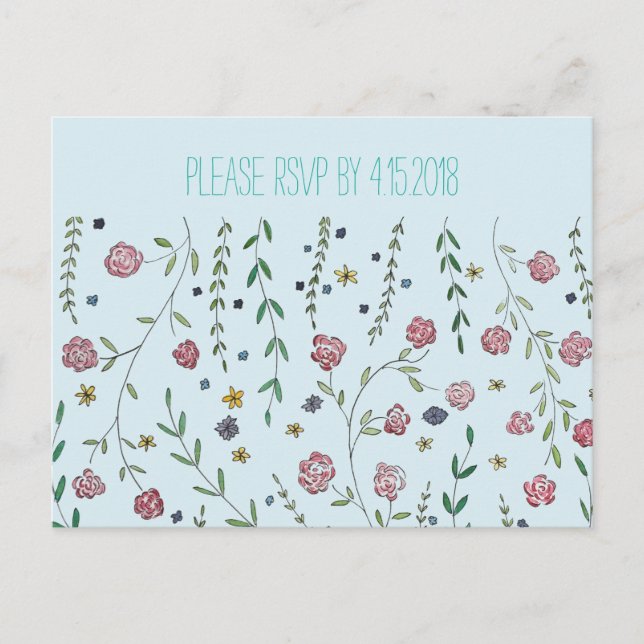 Books & Blossoms RSVP Cards (Front)