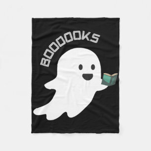 Books Boo Ghost Reading Funny Halloween Book Lover Fleece Blanket