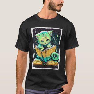 Books Book Cat Glasses Fable Educator Read Reader_ T-Shirt