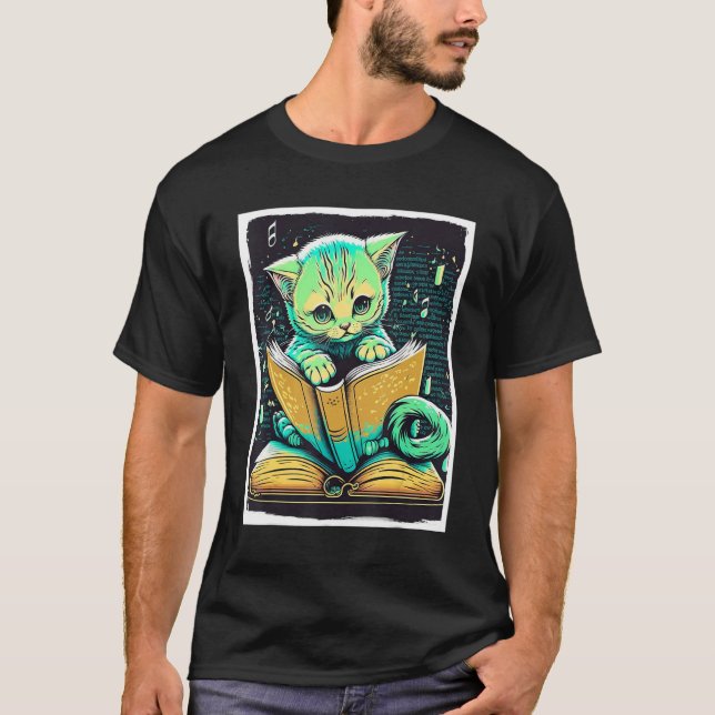 Books Book Cat Glasses Fable Educator Read Reader_ T-Shirt (Front)