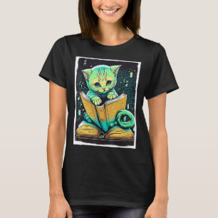 Books Book Cat Glasses Fable Educator Read Reader_ T-Shirt