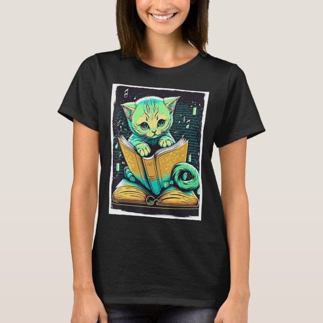 Books Book Cat Glasses Fable Educator Read Reader_ T-Shirt (Front)