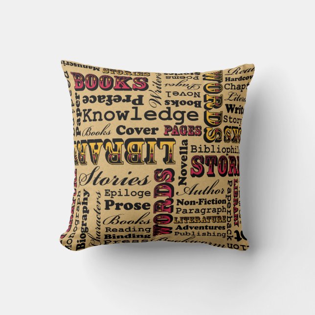 Books Books Books! Throw Pillow (Front)
