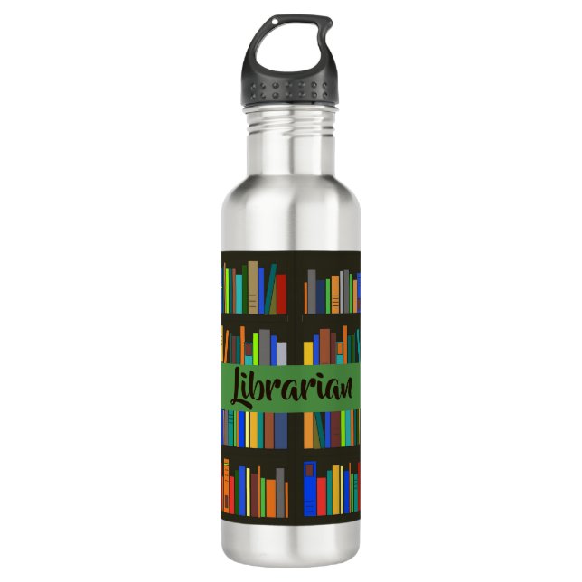 Books Bookshelves Design Water Bottle (Front)