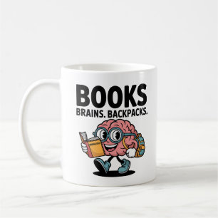 Books Brains Backpacks Kawaii Brain Reading School Coffee Mug