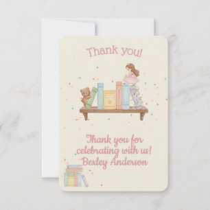 Books & Brunch Pink Baby Shower Thank You Card