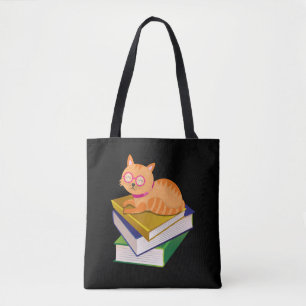 Books - Cat and Books Book Lover Gift Tote Bag