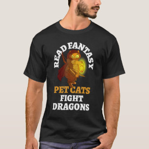 Books Cat Dragons  Bookish Bookworm Fantasy Biblio T-Shirt