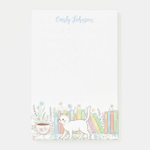 Books Cats & Coffee Floral Personalized Post-it Notes