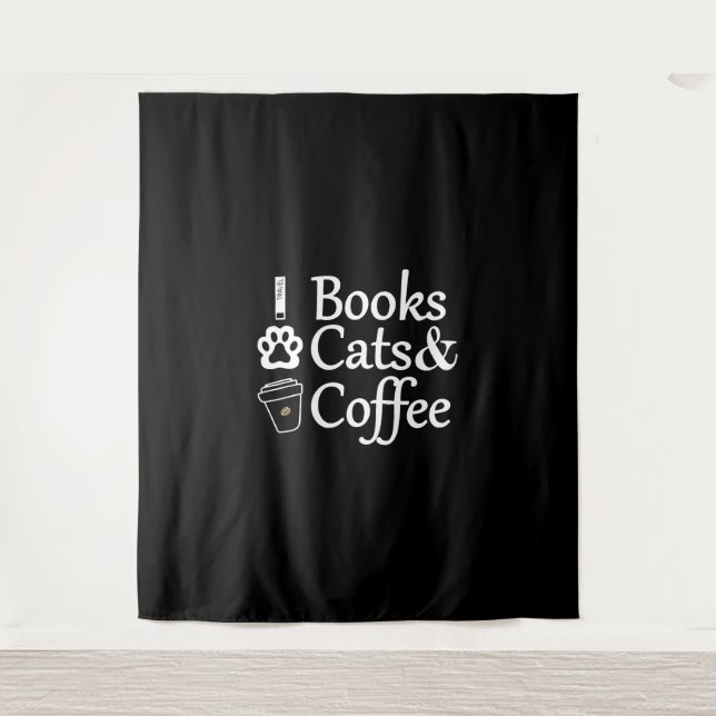 Books Cats & Coffee Tapestry (Front)