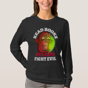 Books Cats Fight Evil Bookish Magic Dragon Reading T-Shirt