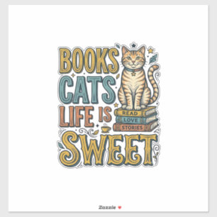 Books Cats Life Is Sweet Vintage Cat Reader Design