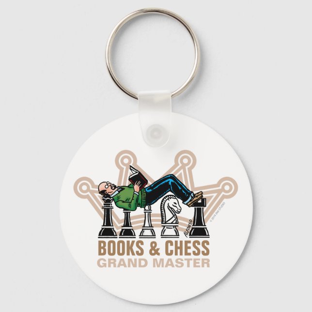 Books & Chess Grand Master Keychain (Front)