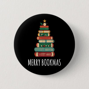 Books Christmas Tree Merry Bookmas 2 Inch Round Button