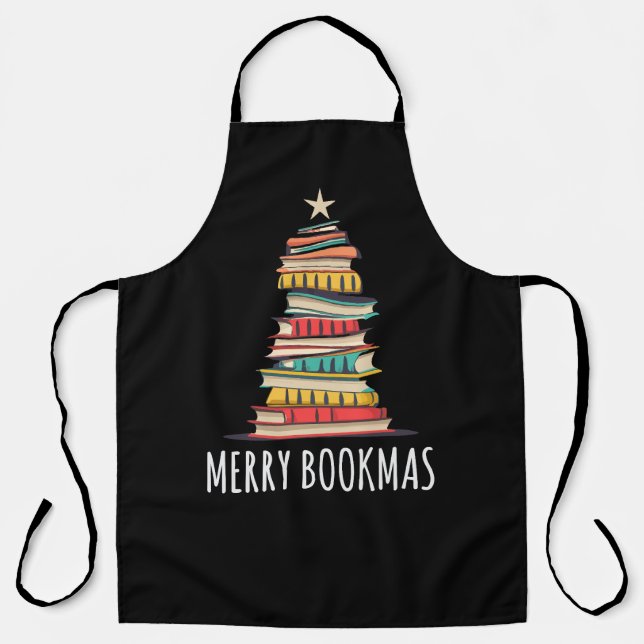 Books Christmas Tree Merry Bookmas Apron (Front)
