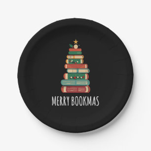 Books Christmas Tree Merry Bookmas Paper Plate
