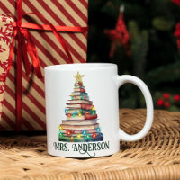 Books Christmas Tree Teachers Book Lovers Name