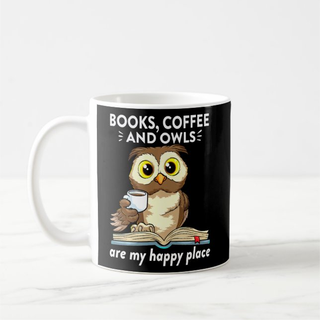 Books Coffee And Owls Teacher Student Reading  Mug (Left)