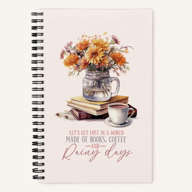 Books, Coffee and Rainy Days Notebook (Front)
