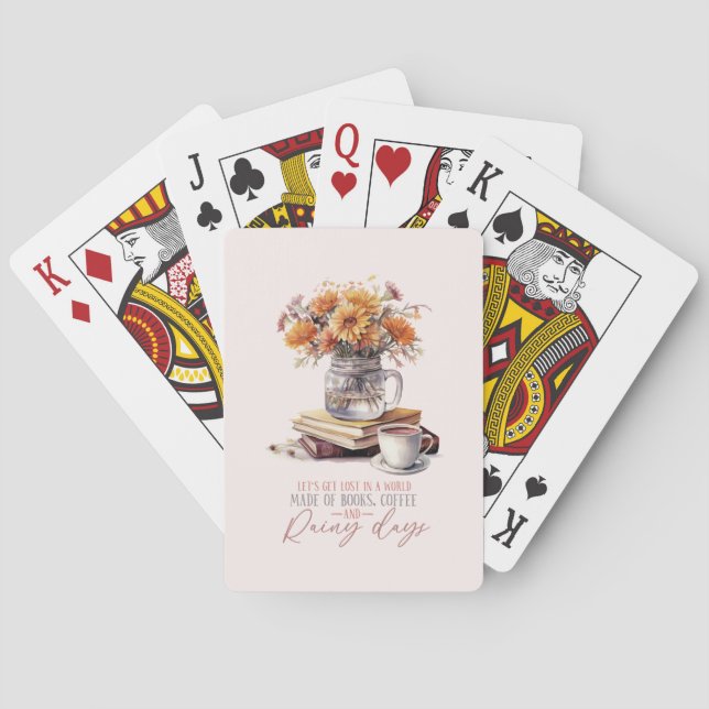 Books, Coffee and Rainy Days Playing Cards (Back)
