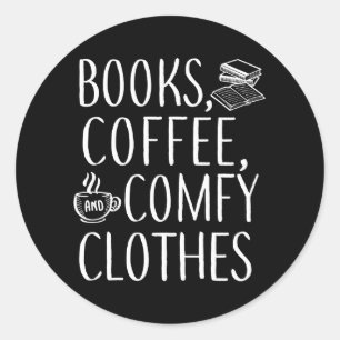 Books Coffee Comfy Literary Writer Reading Bookish Classic Round Sticker