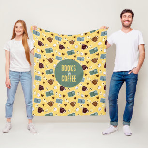 Books & Coffee Fleece Blanket