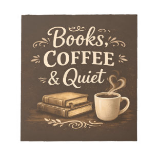 Books, Coffee & Quiet – Dark Academia Book Lover Notepad