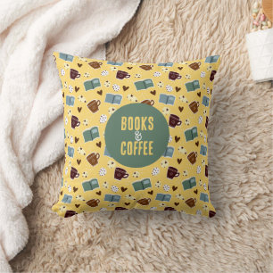 Books & Coffee Throw Pillow