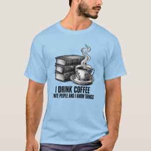 Books & Coffee Vintage Engraving T-Shirt