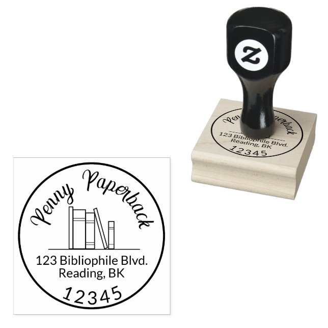 Books Custom Name Return Address Writer Librarian Rubber Stamp (Stamped)