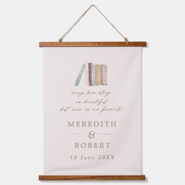 Books Every Love Story Personalized Wedding  Hanging Tapestry (Front)