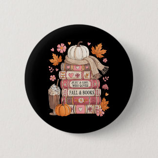 Books Fall Yall Pumpkin Season Autumn Leaves 2 Inch Round Button
