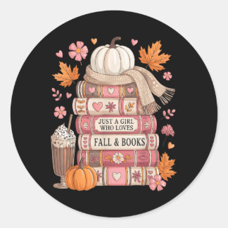 Books Fall Yall Pumpkin Season Autumn Leaves Classic Round Sticker