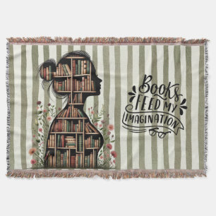 Books Feed My Imagination for Bookish Woven Throw Blanket