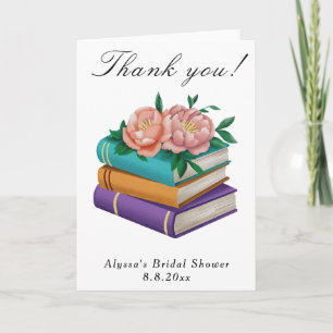 Books Floral Bridal Shower Thank you Card