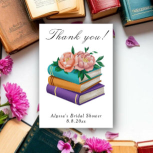 Books Floral Bridal Shower Thank you Card