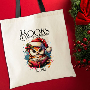 Books Food For The Mind Owl Book Lover Tote Bag