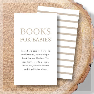 Books for Babies Beige Neutral Twin Baby Shower Enclosure Card