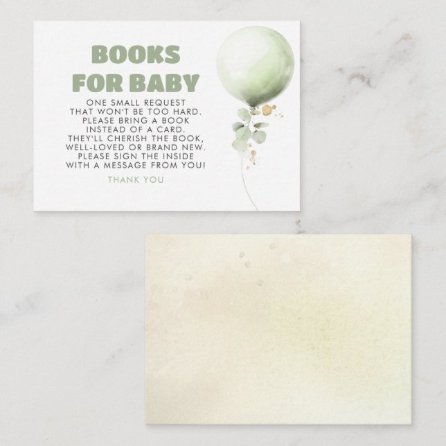 Books For Baby Baby Shower Request Card (Front/Back)