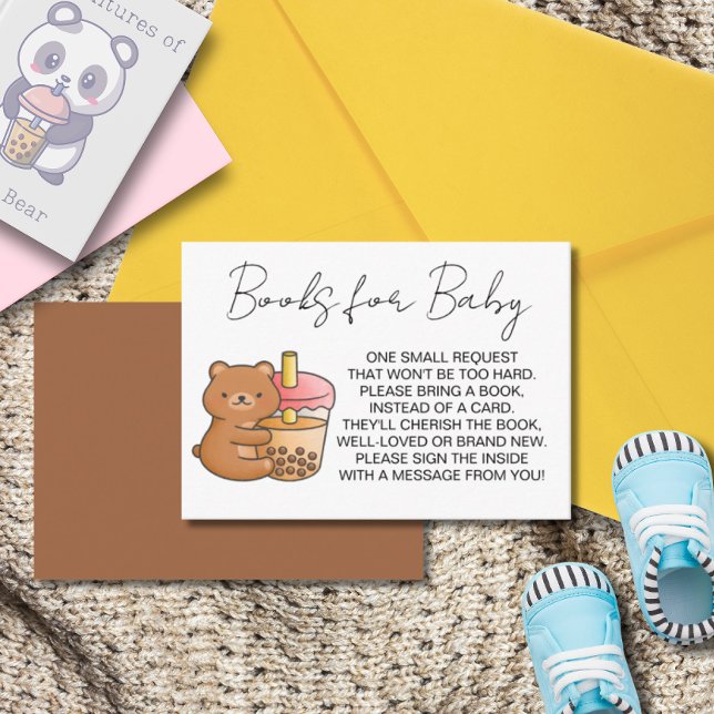Books for Baby , Bear Baby Shower, Boba Tea Enclosure Card (Creator Uploaded)