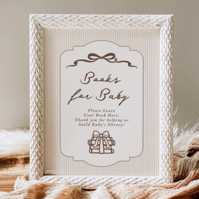 Books for baby Bebe Cafe Brown Bow Handdrawn Poster (Creator Uploaded)