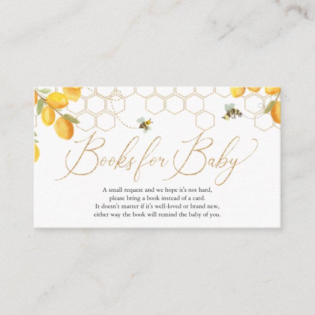  Books for Baby Bees & Honeycomb Gold Glitter Enclosure Card (Front)